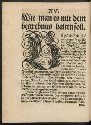 XV. Wie man es mit dem begrebnus halten soll.