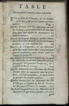 Table De ce qui est contenu dans ce Livre