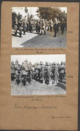 S.M. der Kaiser und GFM von Mackensen bei Begrüßung der Truppen bei Focsani