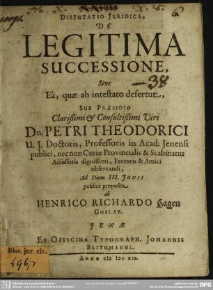 De legitima successione