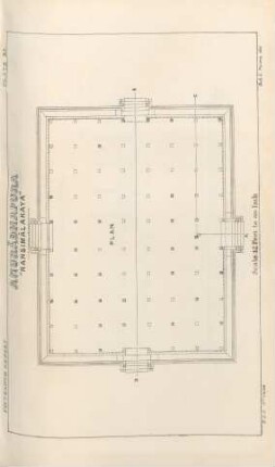 Plate XI. Anurádhapura. "Ransimálakaya". Elevation (North) & Section trough ABC. Section through DE