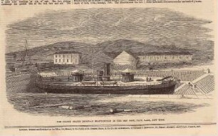 The United States ironclad "Miantonomah" in the dry dock, navy yard, New York