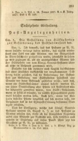 Sechzehnte Abtheilung. Post-Angelegenheiten.