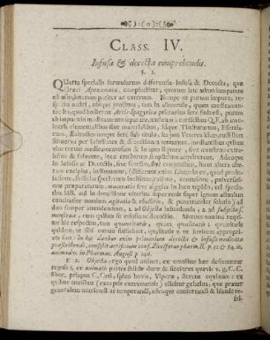 Class. IV. Infusa & decocta comprehendit.