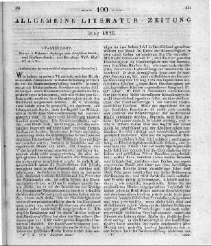 Heffter, A. W.: Beiträge zum deutschen Staats- und Fürstenrecht. Berlin: Reimer 1829 (Beschluss der im vorigen Stück abgebrochenen Rezension)