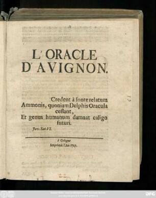 L' Oracle D'Avignon