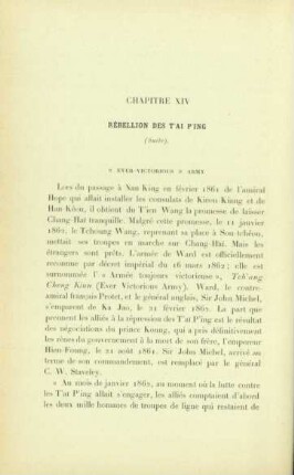 Chapitre XIV. Rébellion des Tai P'ing (Suite)