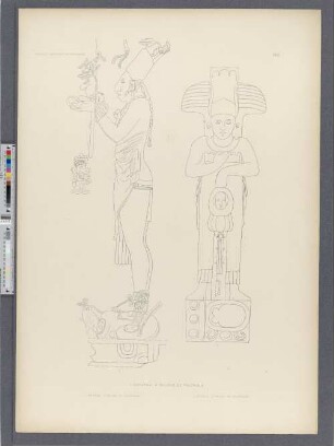1. Estatua. 2. Relieve de Palenque.