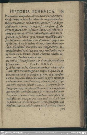 Cap. XXXV. De perfida secta Hussitarum, & damnatis articulis pro fessionis illius