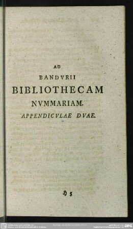 Ad Brandurii Bibliothecam Nummariam Appendiculae Duae