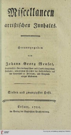 Sieben und zwanzigster Heft