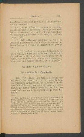 Sección décima octava - De la reforma de la Constitución