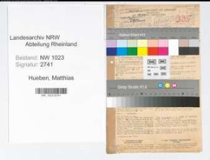 Entnazifizierung Matthias Hueben , geb. 09.07.1898 (Verw.Angest.)
