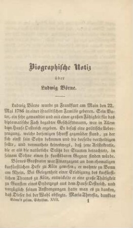 Biographische Notiz über Ludwig Börne