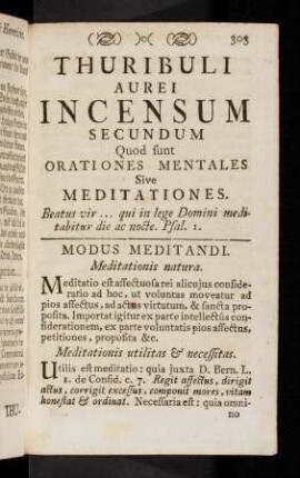 303-318, Modus Meditandi. Meditationes. Sententiae Spirit.