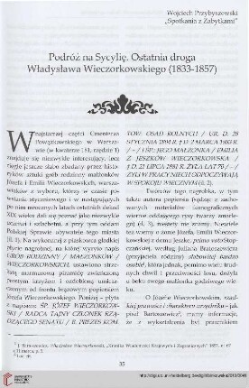 Podróż na Sycylię. Ostatnia droga Władysława Wieczorkowskiego (1833-1857)