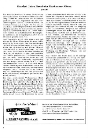 Hundert Jahre Eisenbahn Blankenese-Altona : (Schluß)