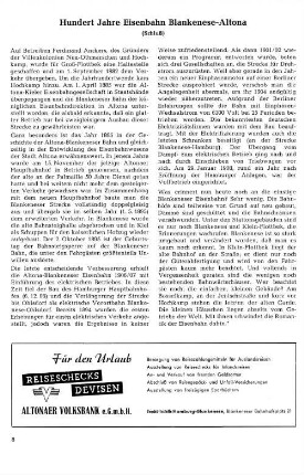Hundert Jahre Eisenbahn Blankenese-Altona : (Schluß)