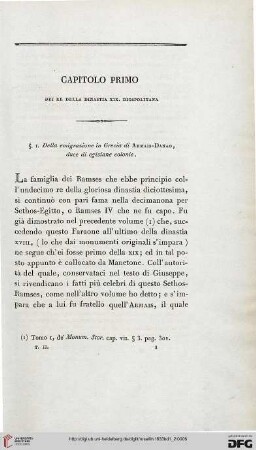 Capitolo primo: Dei Re della Dinastia XIX. diospolitana