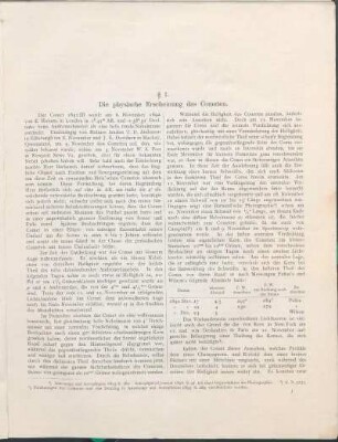 § 1. Die physische Erscheinung des Cometen.