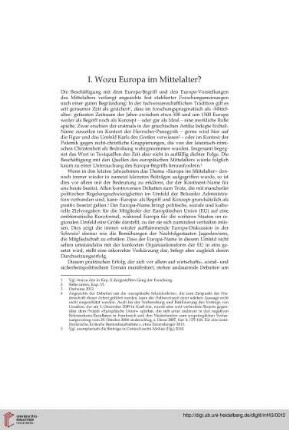I. Wozu Europa im Mittelalter?