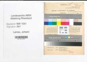 Entnazifizierung Johann Lames , geb. 16.08.1900 (Verwaltungsbeamter)