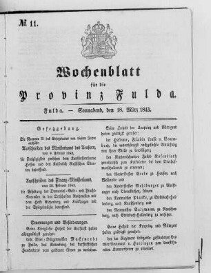 Nr. 11, Ausgabe vom 18. März 1843