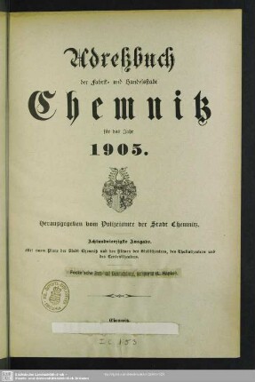 48.1905: Adressbuch der Fabrik- und Handelsstadt Chemnitz : ein Wegweiser für Einheimische u. Fremde