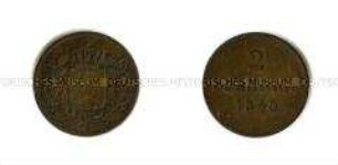 Deutsche Kleinmünze über 2 Pfennig aus dem Königreich Bayern