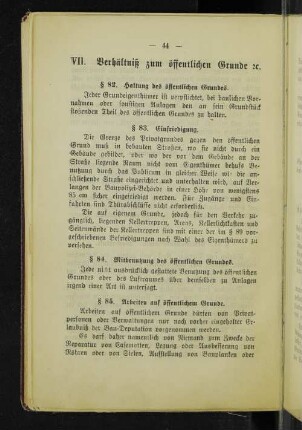 VII. Verhältniß zum öffentlichen Grunde etc.
