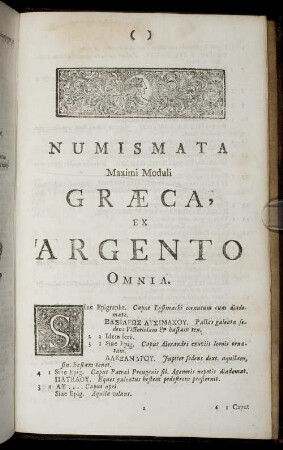 Numismata Maximi Moduli Graeca, ex Argento Omnia.