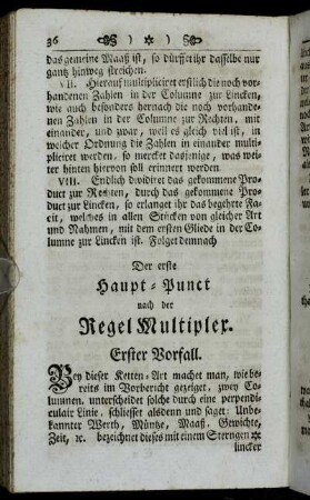 Der erste Haupt-Punct nach der Regel Multiplex.
