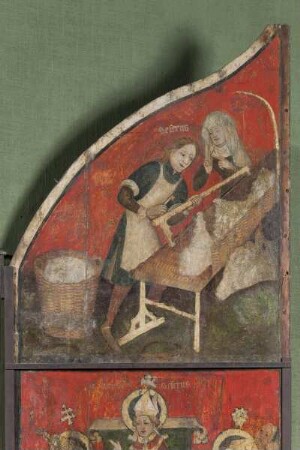 Severusaltar — Szenen aus dem Leben Severus von Ravennas — Severus als Weber und seine Inthronisation — Severus als Weber