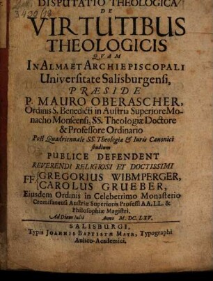 Disputatio theologica de virtutibus theologicis