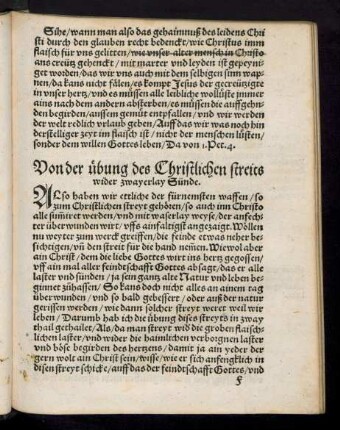 Von der übung des Christlichen streits wider zwayerley Sünde.