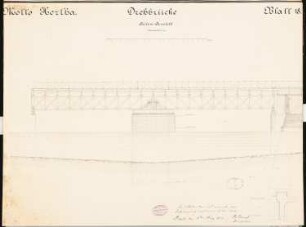 Brücke über den Bodden von Stralsund nach Rügen Schinkelwettbewerb 1879: Drehbrücke: Aufriss Seitenansicht 1:100; Maßstabsleiste