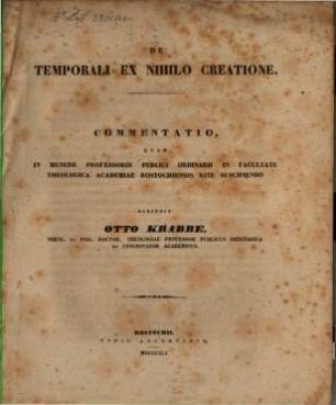 De temporali ex nihilo creatione