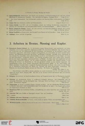3. Arbeiten in Bronze, Messing und Kupfer (Nr. 339-741)