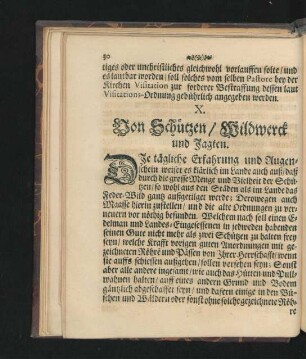 X. Von Schützen/ Wildwerck und Jagten.