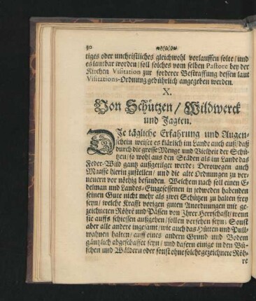 X. Von Schützen/ Wildwerck und Jagten.