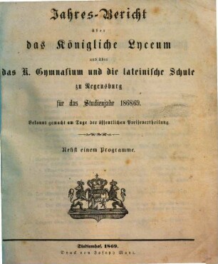 Jahres-Bericht. 1868/69 (1869)