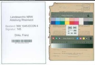 Entnazifizierung Franz Dirks , geb. 05.08.1907 (Handelsvertreter)