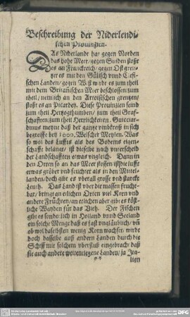 Beschreibung der Niderlendischen Provinzien