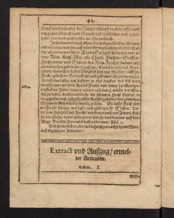 42-47, Extract und Aufzug ermelter Articulation