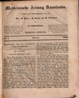 Medicinische Zeitung Russlands. 6. 1849