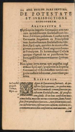 De Potestate Et Iurisdictione Episcoporum.