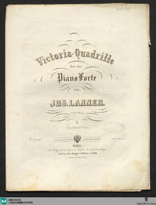 Victoria-Quadrille : für das Piano-Forte; 207tes Werk