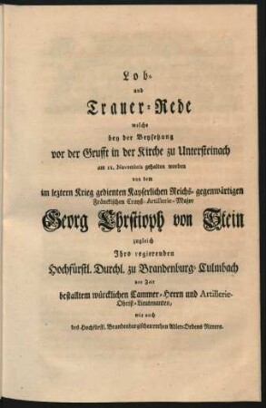 Lob- und Trauer-Rede