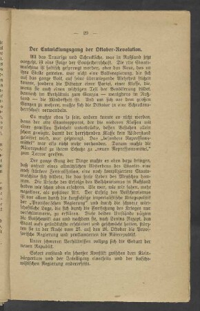 Der Entwicklungsgang der Oktober-Revolution.