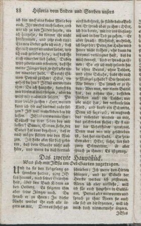Das zweyte Hauptstück. Was sich mit Jesu im Oel-Garten zugetragen.